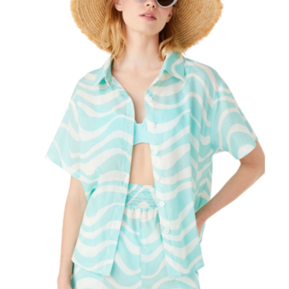 Kate Spade New York Women's Cotton Cover-up Shirt - Low Tide